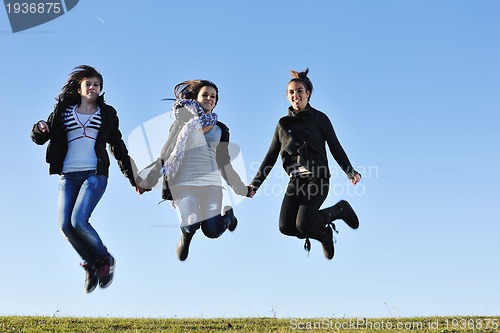 Image of group of teens have fun outdoor