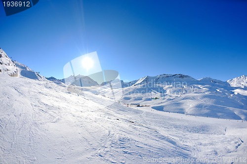 Image of High mountains under snow in the winter