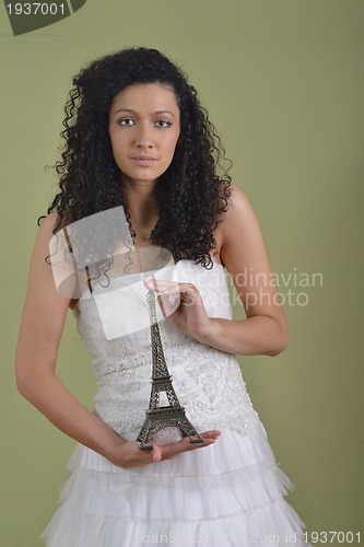 Image of Portrait of a beautiful woman dressed as a bride