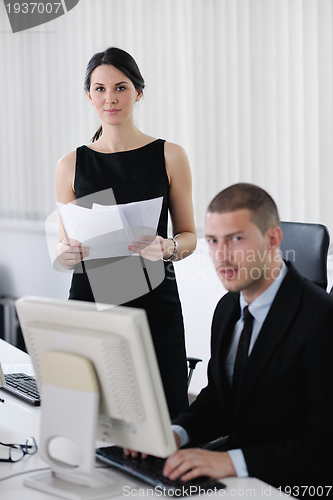 Image of business people group working in customer and help desk office