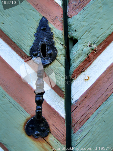 Image of Old retro iron door handle