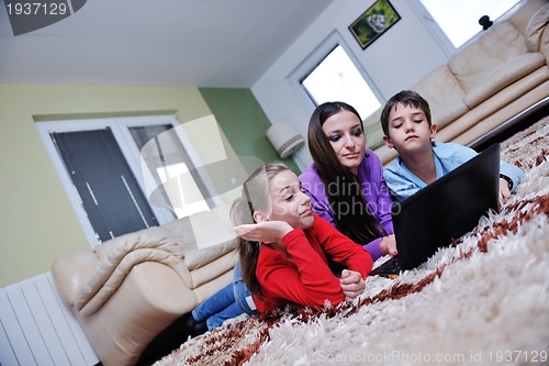 Image of happy young family have fun at home