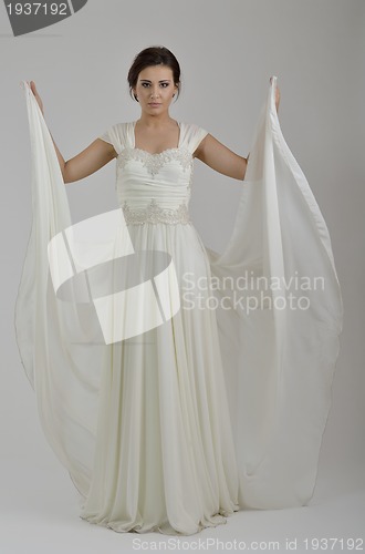 Image of Portrait of a beautiful woman dressed as a bride
