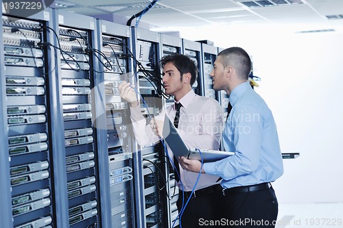 Image of it enineers in network server room