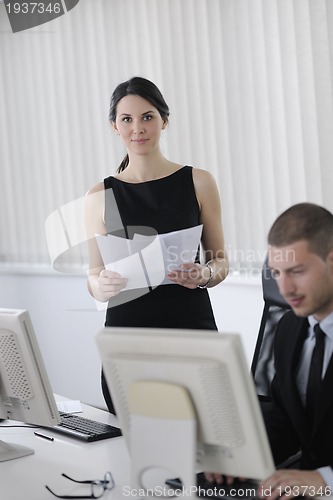 Image of business people group working in customer and help desk office