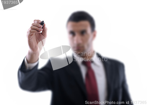 Image of business man draw with marker on empty space