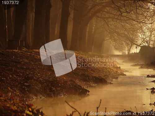 Image of sunrise in beautiful alley