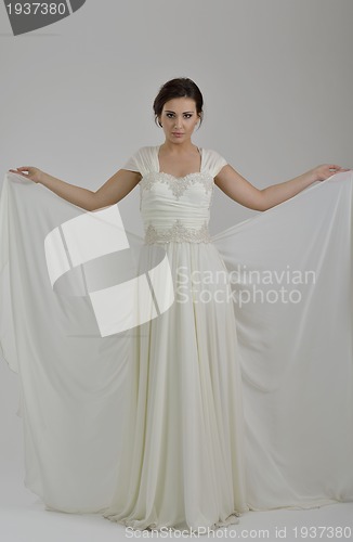 Image of Portrait of a beautiful woman dressed as a bride
