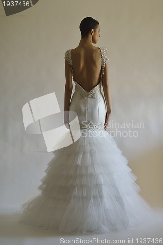 Image of Portrait of a beautiful woman dressed as a bride