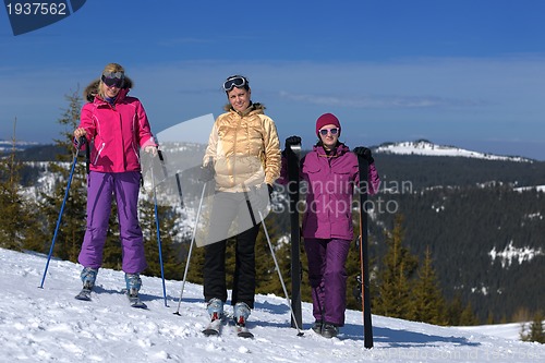 Image of winter season fun with group of girls