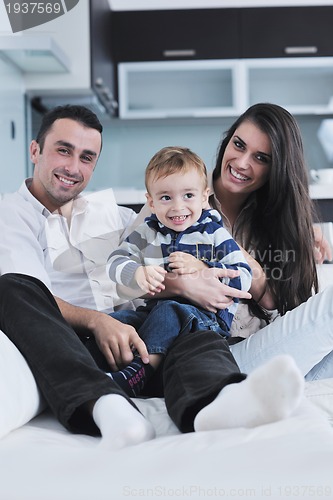 Image of happy young family have fun  at home