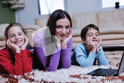 Image of happy young family have fun at home