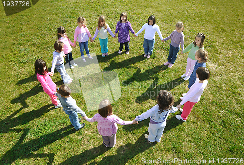 Image of preschool  kids outdoor have fun