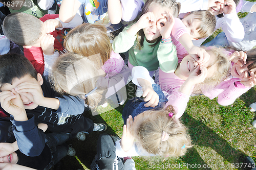 Image of preschool  kids outdoor have fun