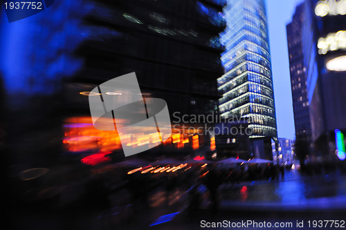 Image of City night with cars motion blurred light in busy street