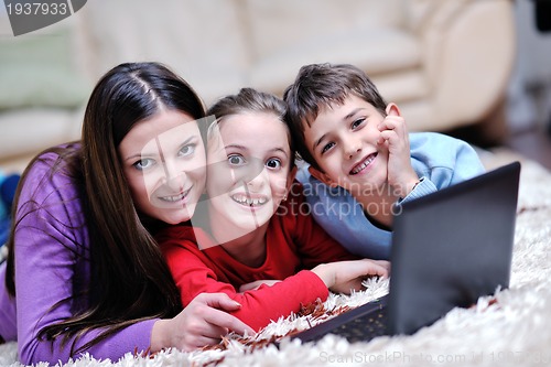 Image of happy young family have fun at home