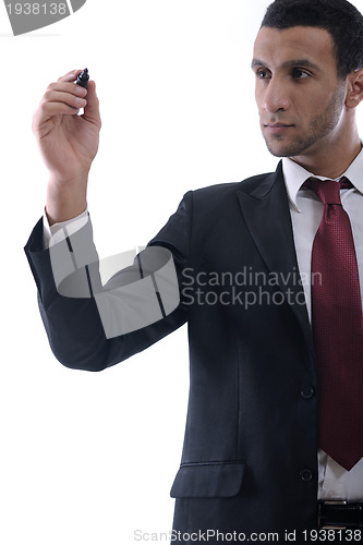 Image of business man draw with marker on empty space