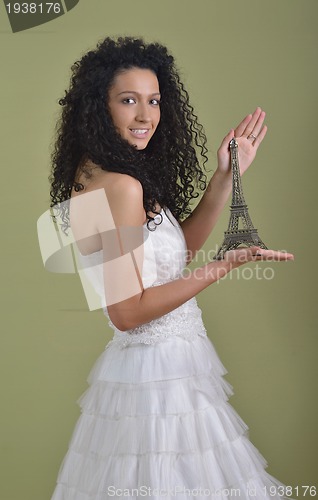 Image of Portrait of a beautiful woman dressed as a bride