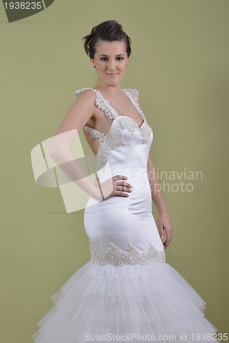Image of Portrait of a beautiful woman dressed as a bride