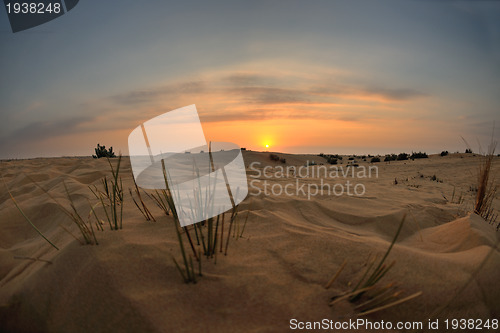 Image of beautiful sunset in desert