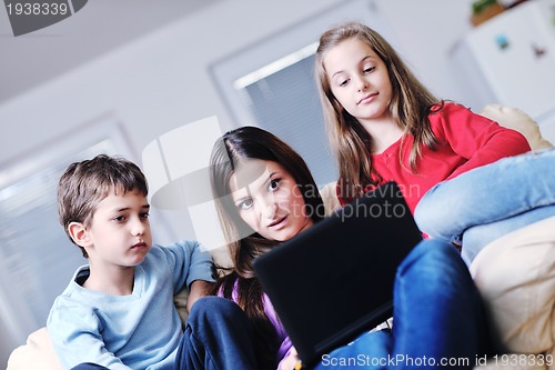 Image of happy young family have fun at home