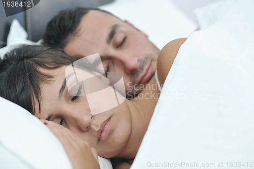 Image of young couple have good time in their bedroom