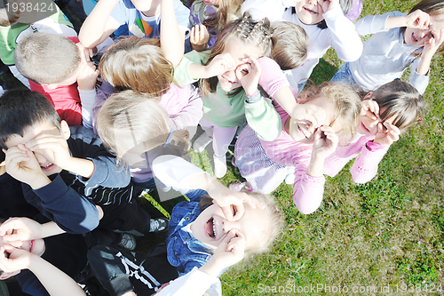 Image of preschool  kids outdoor have fun