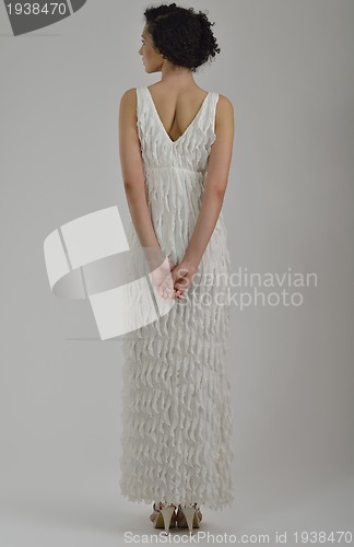 Image of Portrait of a beautiful woman dressed as a bride