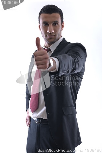 Image of Businessmen making his thumb up saying OK