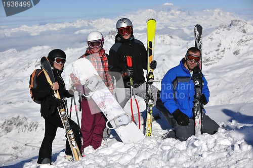 Image of people group on snow at winter season
