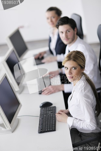 Image of business people group working in customer and help desk office