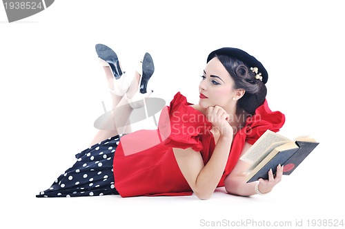 Image of beautiful young woman read book