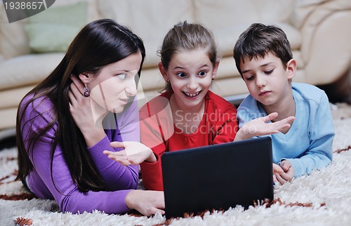 Image of happy young family have fun at home