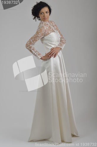 Image of Portrait of a beautiful woman dressed as a bride