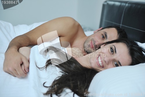 Image of young couple have good time in their bedroom