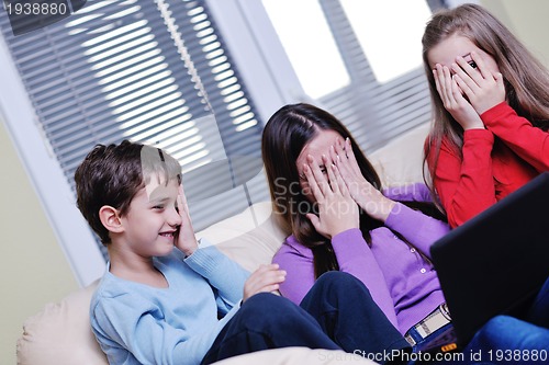 Image of happy young family have fun at home