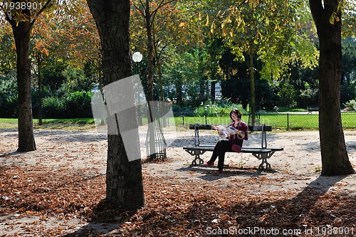 Image of tourist woman have fun in france