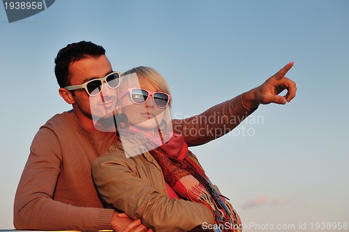 Image of couple in love  have romantic time on boat