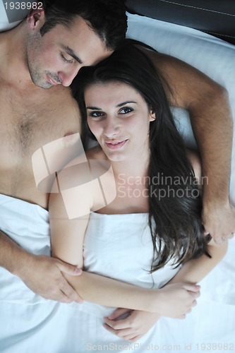 Image of young couple have good time in their bedroom