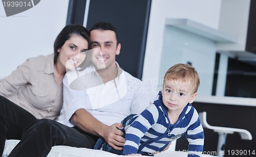 Image of happy young family have fun  at home