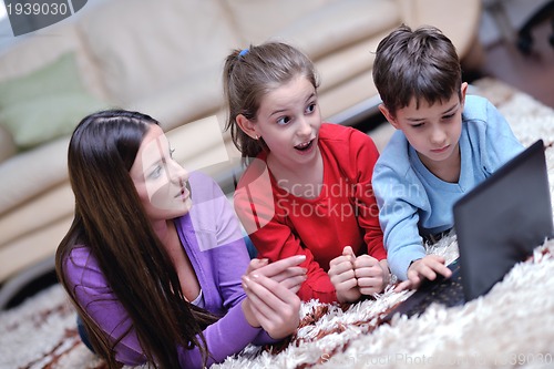 Image of happy young family have fun at home