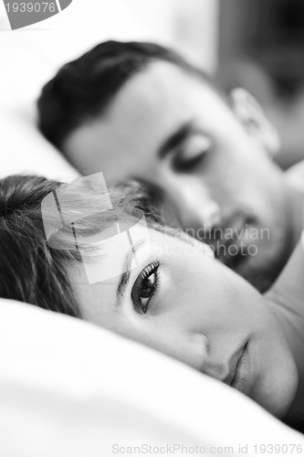 Image of young couple have good time in their bedroom