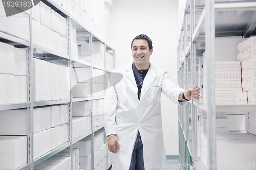 Image of medical factory  supplies storage indoor