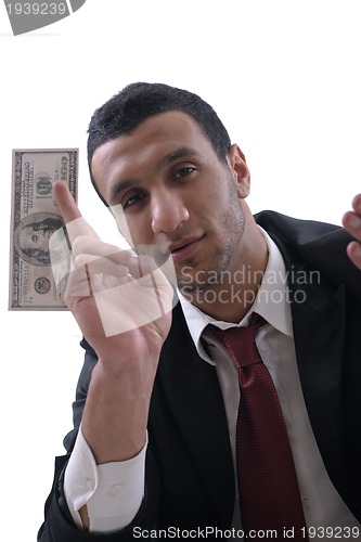 Image of Business man holding money