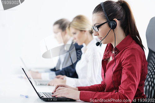 Image of business woman group with headphones
