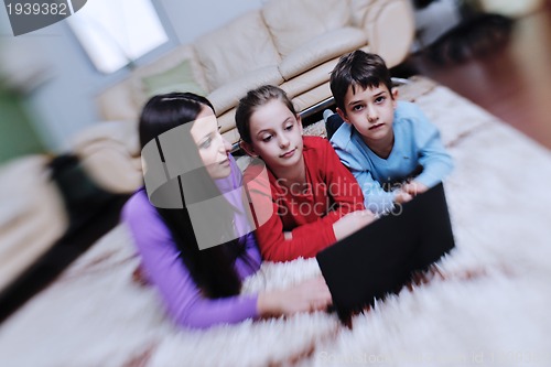 Image of happy young family have fun at home