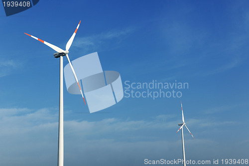 Image of wind turbine generating eco electricity