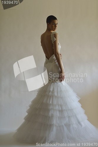 Image of Portrait of a beautiful woman dressed as a bride