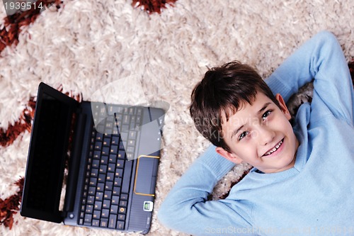 Image of happy boy at home relax