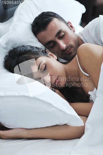 Image of young couple have good time in their bedroom